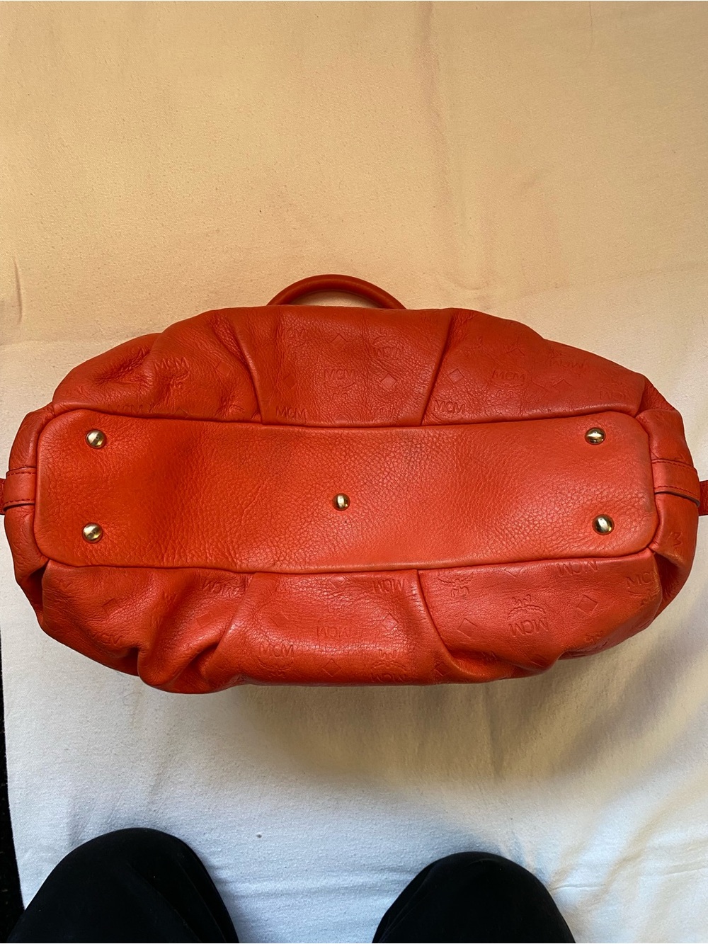 MCM Red Leather Double-Handle Satchel - Picture 4 of 7